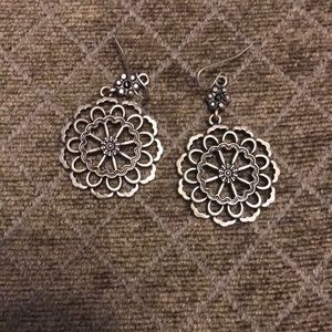 Silver flower design earrings